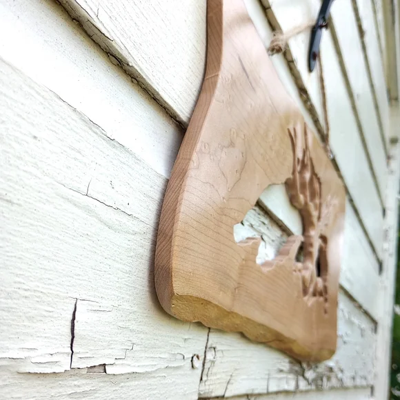 Hand Carved Wood Lake Superior Wall Hanging with Tree - Picture 2 of 6